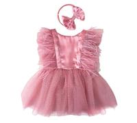 Morbido Abbigliamento Da Pagliaccio In Pizzo Set Capelli Per Capelli Per Bambine Principessa Outfit Fotografico 0-3 Mesi Regalo Baby Shower