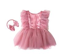 Morbido Abbigliamento Da Pagliaccio In Pizzo Set Capelli Per Capelli Per Bambine Principessa Outfit Fotografico 0-3 Mesi Regalo Baby Shower