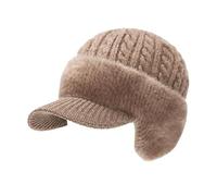 Morbido berretto invernale con paraorecchie, foderato in pile, con protezione per la falda, caldo berretto per sci, escursionismo, viaggi, ciclismo, snowboard, sport, cachi