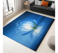Morbido Blu Tappeto Camera da Letto, Sogno Fiore Loto Bianco Tappetino a pelo corto, Resistente alle macchie Tappeti con fondo antiscivolo 140 x 200 cm