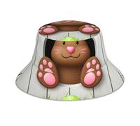 Morbido Cappello da Pescatore,Brown Bunny Bottom And Easter Eggs Print Bucket Hat Traspirante Estate Cappello per Donna attività Campeggio
