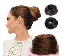 Morbido chignon elastico per capelli a forma di ciambella, spesso e naturale, ondulato e marrone chiaro