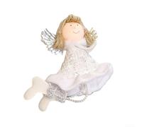 Morbido ciondolo a forma di angelo in peluche con ali dei cartoni animati, decorazione per interni e vacanze, progettato per alberi di Natale, porte, finestre e scaffali (A)