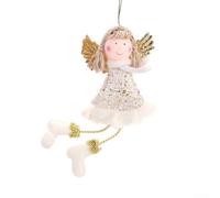 Morbido ciondolo a forma di angelo in peluche con ali dei cartoni animati, per decorazione interna delle vacanze, progettato per alberi di Natale, porte, finestre e scaffali (D)