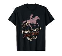 Morbido Cowgirl Floral Rodeo Western Estetica Cavallo Ragazza Maglietta