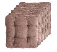 Morbido Cuscino del Sedile per Sedia da Pranzo con Cravatte, Cuscini da Cucina da Pranzo Spessi 10 Cm, Cuscini del Sedile, Sedia da Pranzo da Giardino Interno Quadr, Brown 40x40cm, 6 Pack