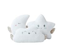 Morbido cuscino di peluche, cuscino decorativo per divano e cameretta dei bambini, cuscino ricamato per bambini, decorazione fotografica, ragazza, nuvole + stella + luna (Nuvole + Stella + Luna)