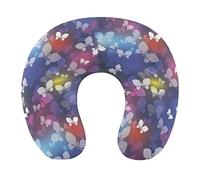 Morbido cuscino di supporto per il collo del mento compatibile con multicolore con farfalle, comodo cuscino in memory foam a U per dormire, autobus/aereo/auto/TV/lettura/cuscino da viaggio per compute