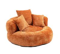 Morbido divano rotondo come divano singolo, imbottitura lounge con schienale alto e poggiabraccio, set di 3 cuscini, imbottitura in memory foam, compressa, per soggiorno zona relax (arancione +
