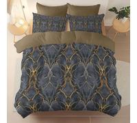 Morbido e Accogliente Set copripiumino 200 x 200 cm, Marrone castagna set di biancheria da letto tessuto in microfibra - Completo di fornito con chiusura a cerniera e federa Texture di marmo fantasy
