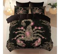 Morbido e Accogliente Set copripiumino 260 x 240 cm, Grigio set di biancheria da letto tessuto in microfibra - Completo di fornito con chiusura a cerniera e federa Misterioso Fantasy Scorpione