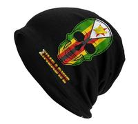 Morbido E Caldo Bici Cappello Skull Zimbabwe Flag Beanie Berretti Slouchy Berretto da Corsa per Dormire, Sport, Alopecia