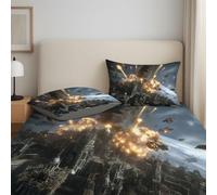 Morbido e Traspirante Lenzuolo Multicolore, 140 x 190 x 30 Lenzuolas, Lenzuolo con angoli elasticizzati da 30 cm, adatto a bambini e adulti - Fantasia Paesaggio Urbano Esplosione Spazio