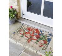 Morbido Entrata Zerbino Christmas Blue Winter Snowman Xmas Trees Red House, Tappetini da Bagno, Terrazzo, Cucina, Interno, Lavabile Tappeto da Bagno 40X60cm