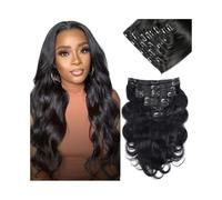 Morbido Extension for capelli ondulati con clip, umani, 120 g/set, vergini brasiliani Remy al 100%, n. 1B Lungo(10inches)