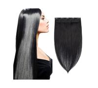 Morbido Extension for capelli umani con clip in un unico pezzo #1B for lisci in 3/4 for Remy a testa intera Lungo(24 Inches)