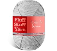 Morbido filato per uncinetto, filato per principianti con punti facili da vedere, 230 m, misto cotone-nylon, filato per magliette, per uncinetto, filato pettinato 4, colore grigio chiaro