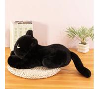 Morbido giocattolo di peluche a forma di gatto nero sdraiato, un regalo adorabile per la tua ragazza, San Valentino, compleanno, feste, con cuciture resistenti e un design giocoso, una decorazione d'i