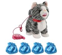 Morbido giocattolo elettrico per gatti in peluche con imitazione vocale sensibile al tocco per giocare in modo sicuro e apprendimento interattivo per bambini e bambini piccoli, divertente giocattolo