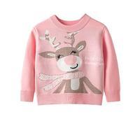 Morbido maglione per bambini con simpatica renna, design a cartone animato per ragazze nella stagione invernale, Colore: rosa., 2 anni