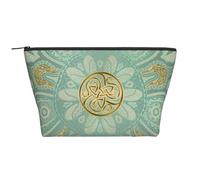 Morbido mandala celtico verde salvia e oro, Borsa da toilette Borsa per trucco Borsa per cosmetici Borsa da toilette da viaggio portatile