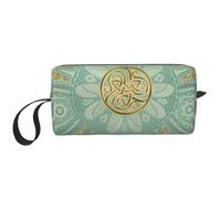 Morbido mandala celtico verde salvia e oro, Borsa per il trucco Borsa per cosmetici Borsa da toilette da viaggio portatile Borsa per trucco Organizer