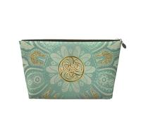 Morbido mandala celtico verde salvia e oro, Borsa per il trucco Borsa per cosmetici Borsa da toilette da viaggio portatile Borsa da toilette