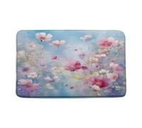 Morbido Passatoia Purple Pink Flowers Daisy Watercolor Painting Boho Zerbino Tappetino Doccia 40×60cm per Porta d'Ingresso,Corridoio,Corridoio