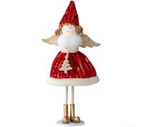 Morbido peluche a forma di angelo in piedi, ornamento per Natale, per albero di Natale e decorazione per la casa per le vacanze, con materiale in tessuto (rosso)