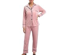 Morbido pigiama da donna in velluto coreano con decorazione in pizzo come comodo da casa per serate accoglienti, Colore: rosa., L