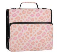 Morbido Rosa Leopardo Pelliccia Stampa 3 Anelli Cerniera Raccoglitore Organizzatore con Tracolla & Maniglia Multi-Tasca Portfolio Raccoglitore per Scuola Media Organizador de la carpeta