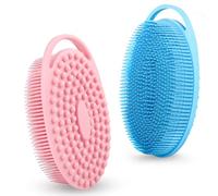Morbido silicone Body Scrubber Loofah - Confezione da 2 spazzole in gomma luffa 2 in 1 per bagno e shampoo, spazzola in silicone per la pulizia del corpo della doccia, esfoliante, uso per pelli