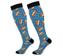 Morbido Sportive Running Calzini Hot Dog Cartoon Retro Calzettoni, Comodità Calzini Donna, Uomo, Donna, Correre, 50cm