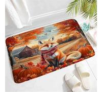 Morbido Tappeti barriera Autumn Fox Rustic Farmhouse Animal Orange Pumpkin Maple Tree Fall Harvest Thankgiving Passatoia Indietro 40×60cm per Bagno,Cucina,WC