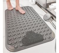 Morbido tappetino da bagno con zona piedi, lavabile in lavatrice, antiscivolo, per box doccia e vasca da bagno, grigio, 120 x 80 cm, ideale per il bagno e sicuro