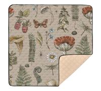 Morbido tappetino imbottito per la palestra e le attività del bambino, 1 pezzo, per giocare sulla pancia, per neonati, bambini, neonati, 50 x 50 cm, stile vintage Amanita, funghi, margherite, cottage,