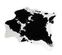 Morbido tappeto in finta pelliccia di pecora, per camera da letto, divano e pavimento, ideale anche come coprisedia, Pelliccia ecologica, Cow-black, 140x160cm