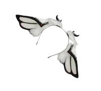 Morbido telaio pieghevole corno diavolo cerchietto realistico pelliccia sintetica orecchio animale gioco di ruolo accessorio costume per Halloween evento fantasy creatura animale orecchio copricapo