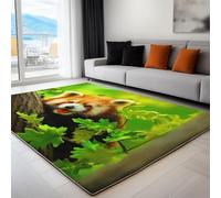 Morbido Verde Tappeto Camera da Letto, Carino Animali Panda Rossi Tappetino a pelo corto, Resistente alle macchie Tappeti con fondo antiscivolo 160 x 220 cm