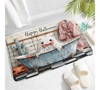 Morbido Zerbino Esterno Cute Ghost In The Bathtub Spooky Halloween Tappetino Da Bagno Facile Da Pulire Tappeto Da Bagno Per Cortile Giardino Bagno 40X60Cm