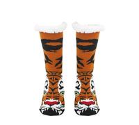 Morbuy 1 Paio Calze a Pantofola per Donna e Uomo, Calzini Termici Caldi Spessi Invernali Calze Termiche Antiscivolo Calza Pantofole Morbida e Calda per Casa (Tigre,Taglia unica)