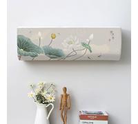 Morbuy 2 Pezzi Condizionatore Copertura, Custodia Protettiva Aria Condizionata Interni Coperture del Condizionatore d'Aria di Polvere Decorativo della Stanza (86x23x30cm,Foglia di Loto)