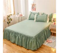 Morbuy 3 Pezzi Set Gonna da Letto per Singolo Matrimoniale e Una Piazza e Mezza Copriletto con Volant Elasticizzata Coprirete per Letto Lenzuola con 2 Federe (120x200cm,Verde Acqua)