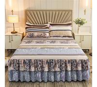 Morbuy 3 Pezzi Set Gonna da Letto per Singolo Matrimoniale e Una Piazza e Mezza Elasticizzata Copriletto con Volant Coprirete per Letto Lenzuola con 2 Federe (180x220cm,Stile 4)