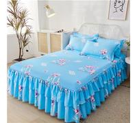 Morbuy 3 Pezzi Set Gonna da Letto per Singolo Matrimoniale e Una Piazza e Mezza Elasticizzata Copriletto con Volant Coprirete per Letto Lenzuola con 2 Federe (200x220+48x74cm,Fiore di Magnolia)
