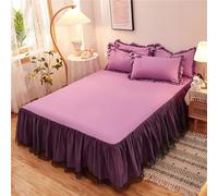 Morbuy 3 Pezzi Set Gonna da Letto per Singolo Matrimoniale e Una Piazza e Mezza Elasticizzata Copriletto con Volant Coprirete per Letto Lenzuola con 2 Federe (150x200+48x74cm,Viola)