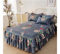 Morbuy 3 Pezzi Set Gonna da Letto per Singolo Matrimoniale e Una Piazza e Mezza Elasticizzata Copriletto con Volant Coprirete per Letto Lenzuola con 2 Federe (180x200+48x74cm,Fiore Rosso)