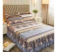 Morbuy 3 Pezzi Set Gonna da Letto per Singolo Matrimoniale e Una Piazza e Mezza Elasticizzata Copriletto con Volant Coprirete per Letto Lenzuola con 2 Federe (150x200cm,Elegante)