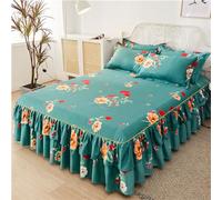 Morbuy 3 Pezzi Set Gonna da Letto per Singolo Matrimoniale e Una Piazza e Mezza Elasticizzata Copriletto con Volant Coprirete per Letto Lenzuola con 2 Federe (100x200+48x74cm,Zafferano)