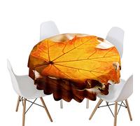 Morbuy 3D Foglie Tovaglia Rotonda, Tovaglie da Tavola in Poliestere Antimacchia Lavabile per Salotto Pranzo Cucina Giardino Feste Decorazione (Diametro 200cm,Acero Giallo)